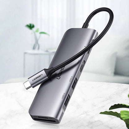 Hub USB-C UGREEN CM195 (15214), 2 x USB-A 3.0 - 1 x USB-C - 1 x HDMI - 1 x SD - 1 x microSD, Γκρι