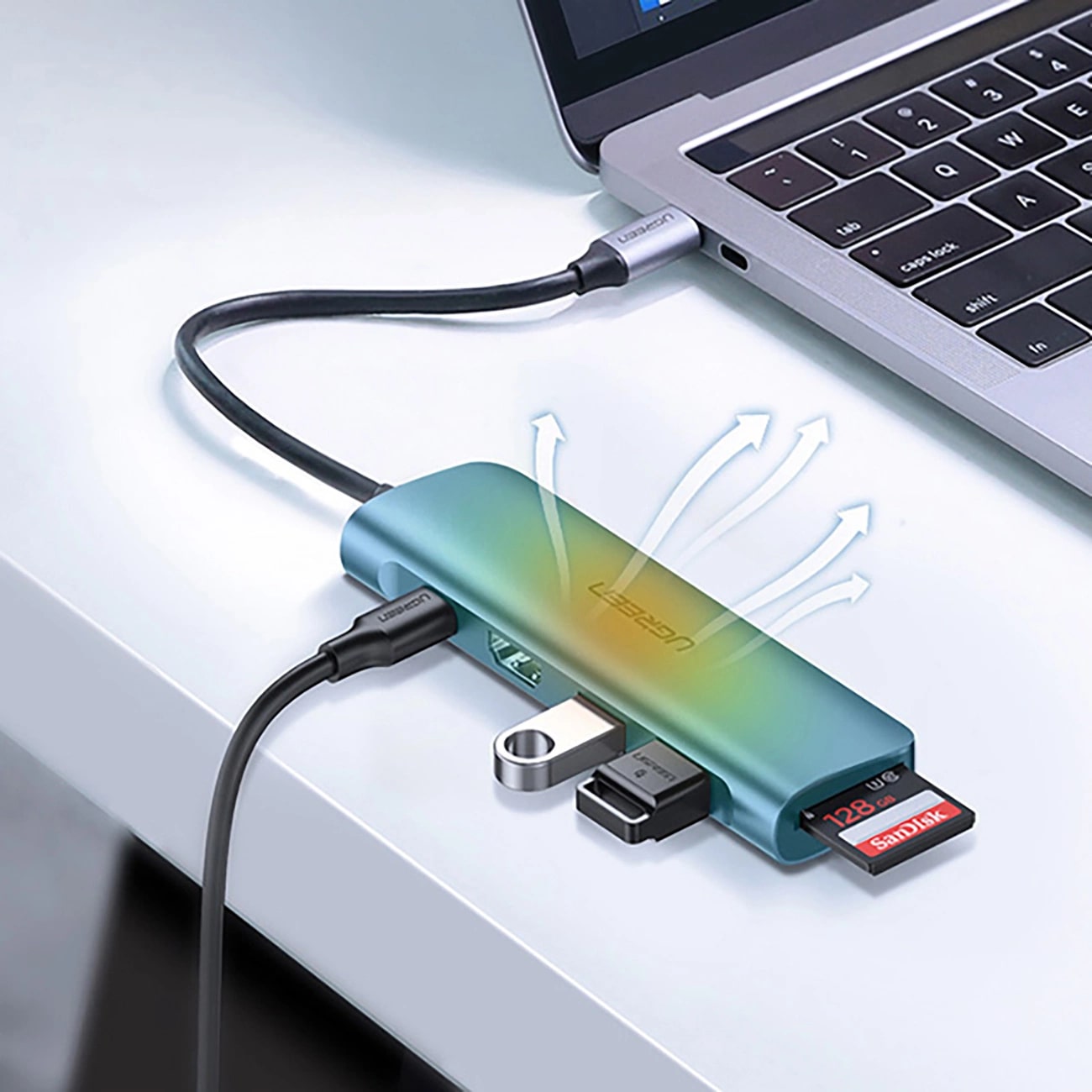 Hub USB-C UGREEN CM195 (15214), 2 x USB-A 3.0 - 1 x USB-C - 1 x HDMI - 1 x SD - 1 x microSD, Γκρι