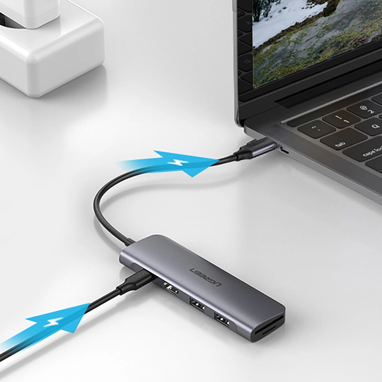 Hub USB-C UGREEN CM195 (15214), 2 x USB-A 3.0 - 1 x USB-C - 1 x HDMI - 1 x SD - 1 x microSD, Γκρι