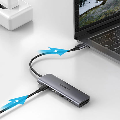 Hub USB-C UGREEN CM195 (15214), 2 x USB-A 3.0 - 1 x USB-C - 1 x HDMI - 1 x SD - 1 x microSD, Γκρι