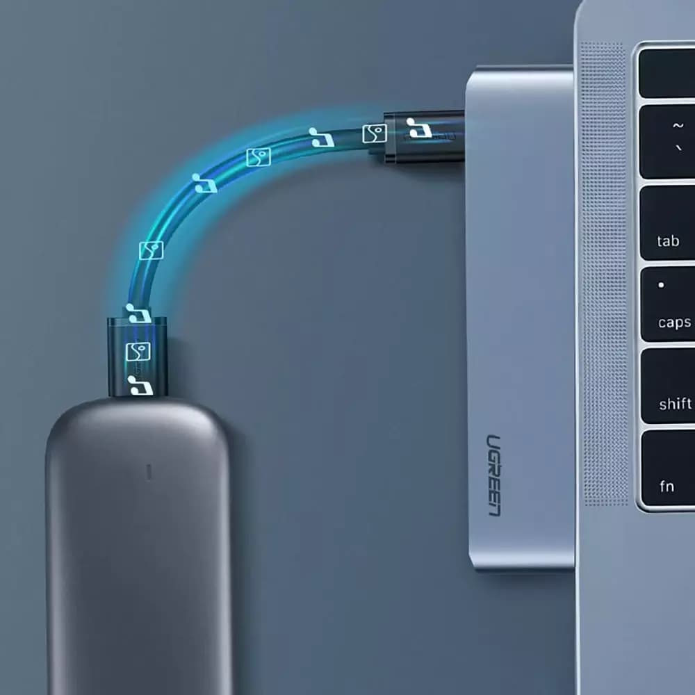 Hub USB-C UGREEN CM251 για Apple MacBook Pro / Air, 3 x USB-A 3.0 - 1 x USB-C - 1 x SD - 1 x microSD, Γκρι