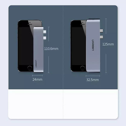 Hub USB-C UGREEN CM251 για Apple MacBook Pro / Air, 3 x USB-A 3.0 - 1 x USB-C - 1 x SD - 1 x microSD, Γκρι