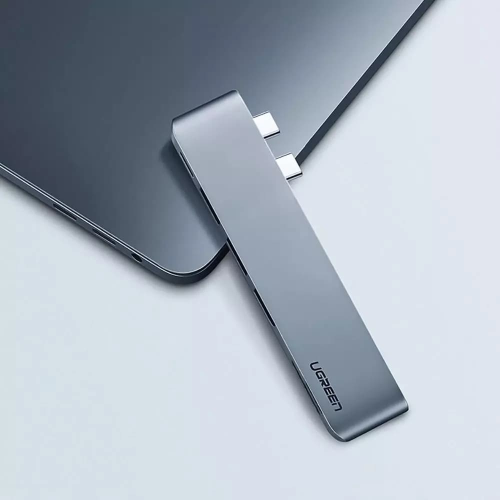 Hub USB-C UGREEN CM251 για Apple MacBook Pro / Air, 3 x USB-A 3.0 - 1 x USB-C - 1 x SD - 1 x microSD, Γκρι