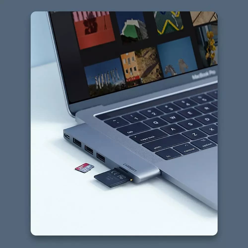 Hub USB-C UGREEN CM251 για Apple MacBook Pro / Air, 3 x USB-A 3.0 - 1 x USB-C - 1 x SD - 1 x microSD, Γκρι