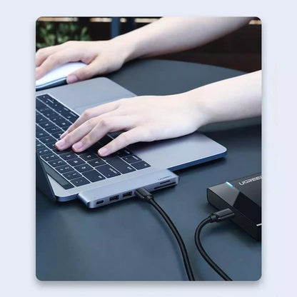 Hub USB-C UGREEN CM251 για Apple MacBook Pro / Air, 3 x USB-A 3.0 - 1 x USB-C - 1 x SD - 1 x microSD, Γκρι