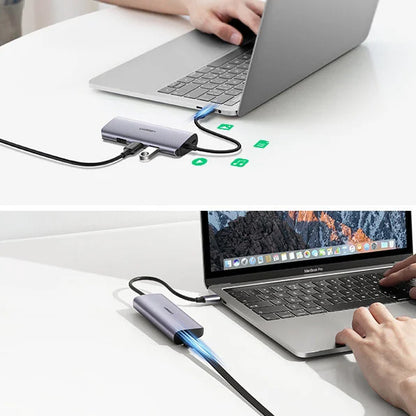 Hub USB-C UGREEN CM252, 3 x USB-A 3.0 - 1 x USB-C - RJ45, Γκρι