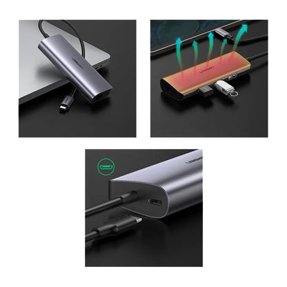 Hub USB-C UGREEN CM252, 3 x USB-A 3.0 - 1 x USB-C - RJ45, Γκρι