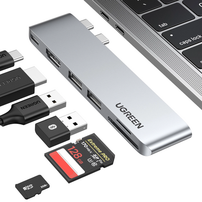 Hub USB-C UGREEN CM380 (80856) για Apple MacBook Pro / Air Series, 2 x USB-A 3.0 - 1 x USB-C - 1 x HDMI - 1 x SD - 1 x microSD