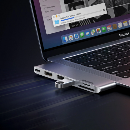 Hub USB-C UGREEN CM380 (80856) για Apple MacBook Pro / Air Series, 2 x USB-A 3.0 - 1 x USB-C - 1 x HDMI - 1 x SD - 1 x microSD