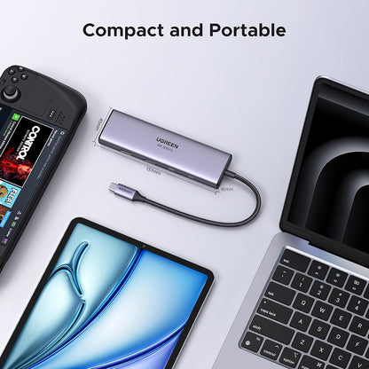 Hub USB-C UGREEN CM498 (15375), 2 x USB-A - 3 x USB-C - 1 x HDMI - 1 x RJ45 - 1 x SD - 1 x microSD, Γκρι