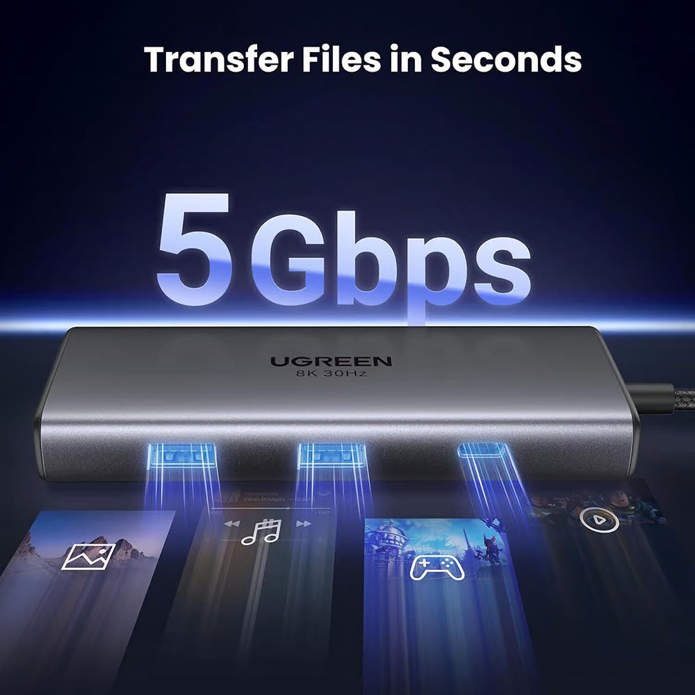 UGREEN CM498 USB-C Hub (15852), 2 x USB-A 3.0 - 2 x USB-C - 2 x HDMI, Gray