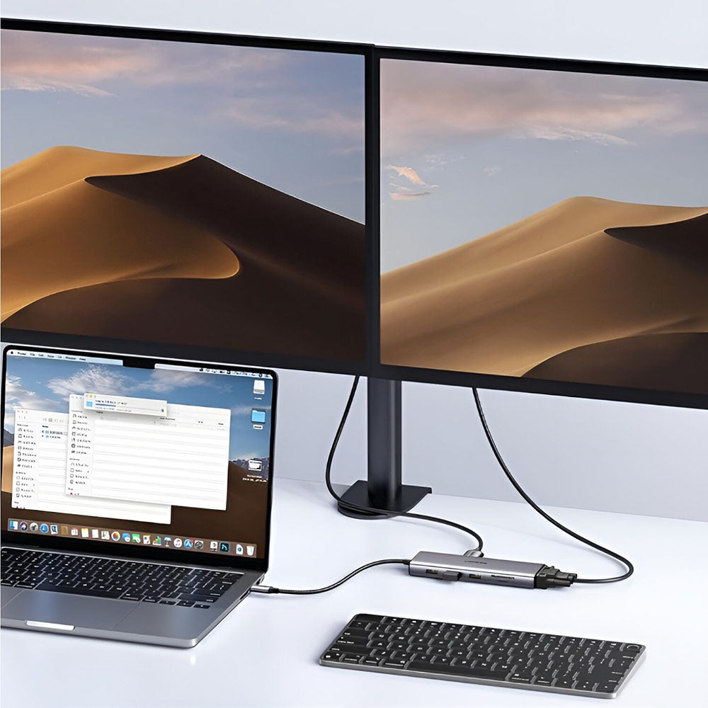 Hub USB-C UGREEN CM498 (15600), 3 x USB-A 3.0 - 1 x USB-C - 1 x HDMI - 1 x VGA - 1 x RJ45 - 1 x SD - 1 x microSD, Γκρι