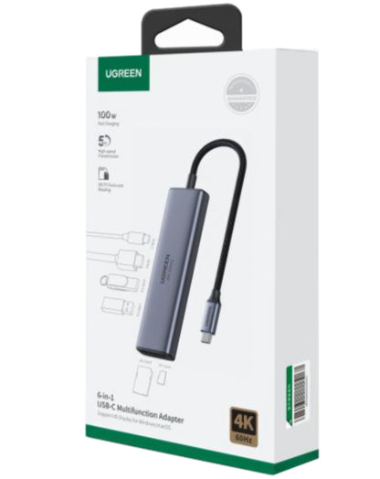 Hub USB-C UGREEN CM511 (60384), 2 x USB-A 3.0 - 1 x USB-C - 1 x HDMI - 1 x SD - 1 x microSD, Γκρι