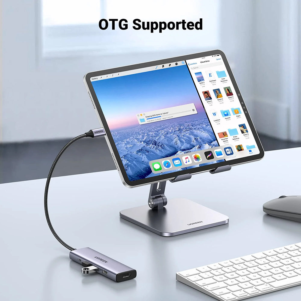 Hub USB-C UGREEN CM511 (15596), 3 x USB-A 3.0 - 1 x USB-C - 1 x HDMI, Γκρι