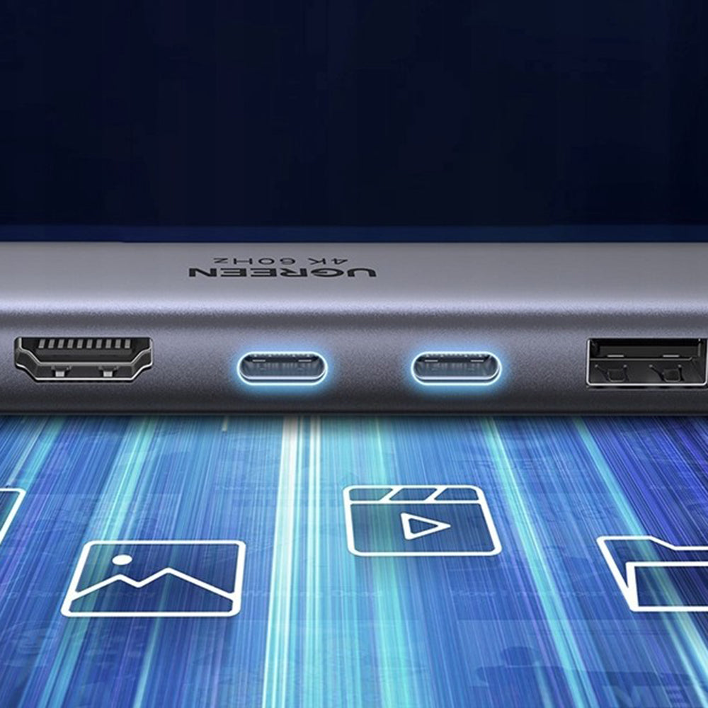 Hub USB-C UGREEN CM511 (45521), 1 x USB-A 3.2 - 3 x USB-C - 1 x HDMI - 1 x SD - 1 x microSD, Γκρι
