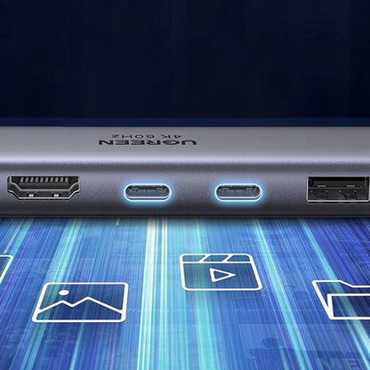 Hub USB-C UGREEN CM511 (45521), 1 x USB-A 3.2 - 3 x USB-C - 1 x HDMI - 1 x SD - 1 x microSD, Γκρι