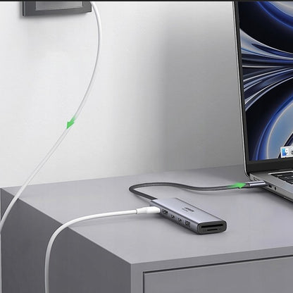 Hub USB-C UGREEN CM511 (45521), 1 x USB-A 3.2 - 3 x USB-C - 1 x HDMI - 1 x SD - 1 x microSD, Γκρι