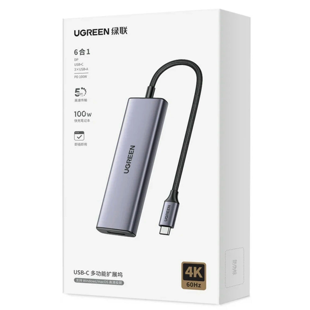 Hub USB-C UGREEN CM511 (75642), 6 σε 1, Γκρι