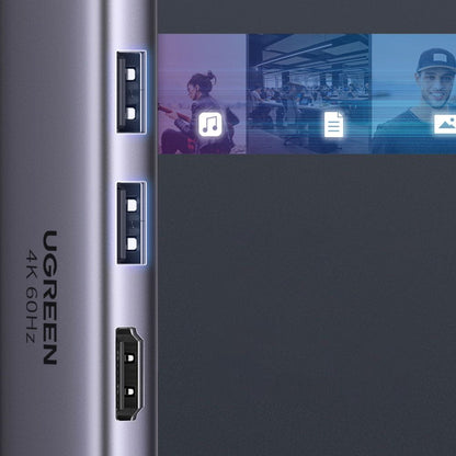 Hub USB-C UGREEN CM511 (60384), 2 x USB-A 3.0 - 1 x USB-C - 1 x HDMI - 1 x SD - 1 x microSD, Γκρι