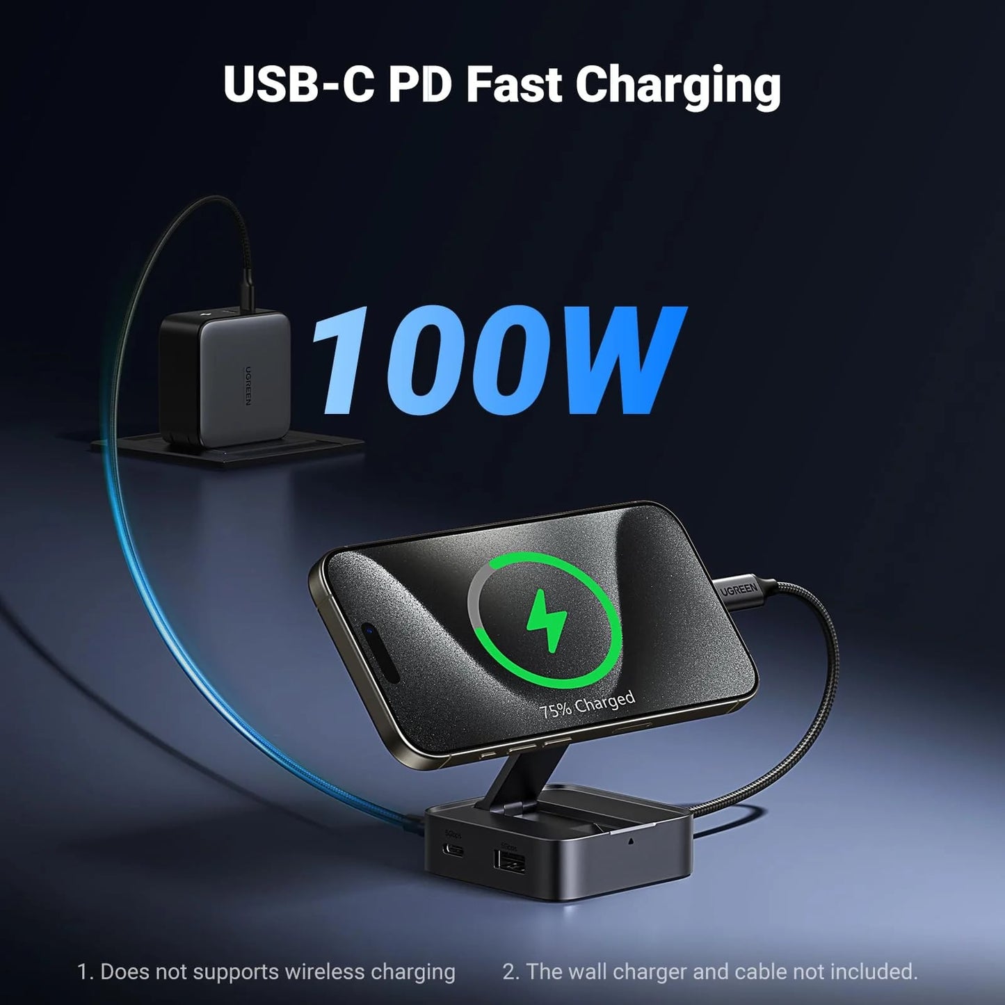 Hub USB-C UGREEN CM801, 1 x USB-A 3.0 - 2 x USB-C - 1 x HDMI, Γκρι