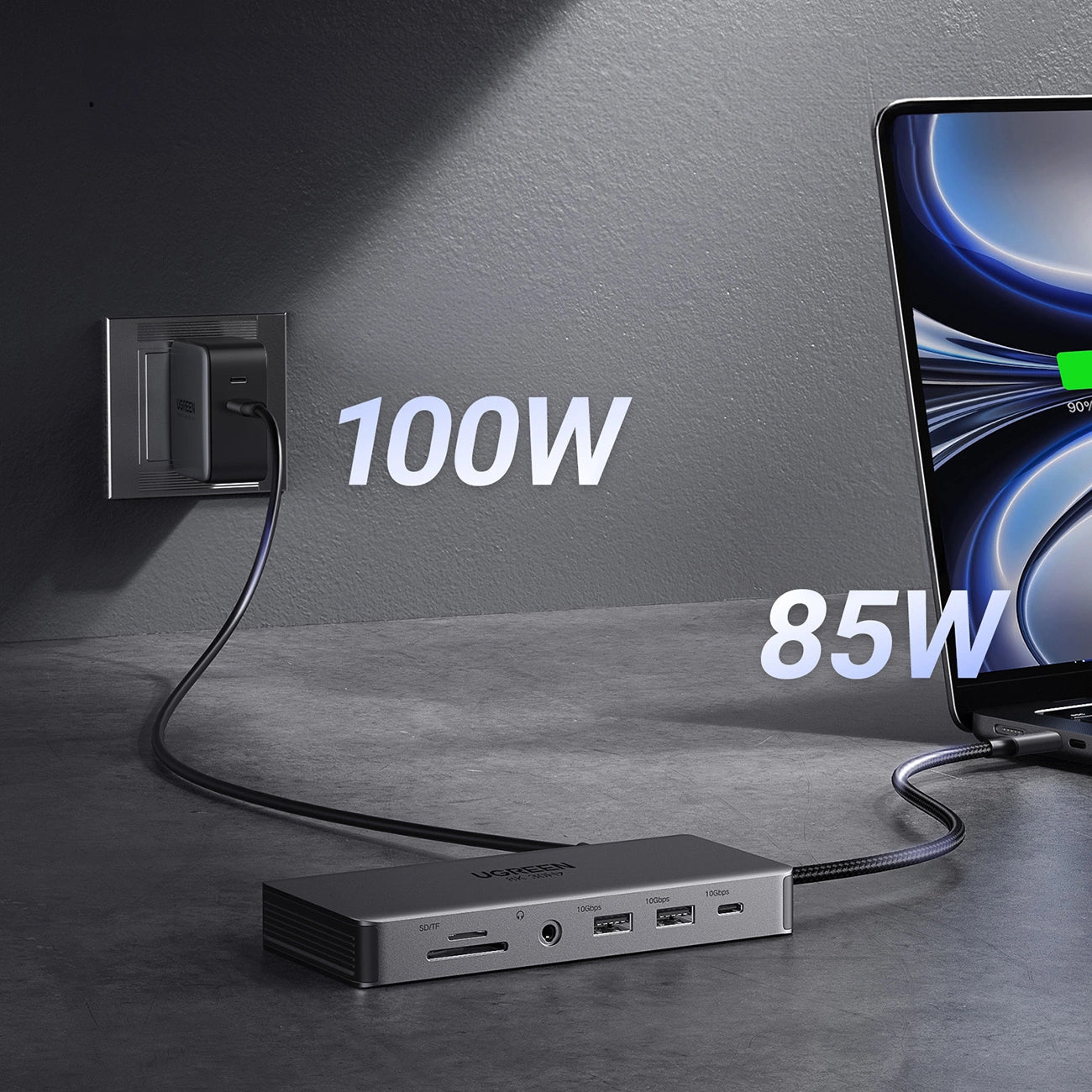 Hub USB-C UGREEN Revodok Pro 313 CM681, 2 x USB-A 3.2 - 1 x USB-A 3.0 - 2 x USB-C - 2 x HDMI - 1 x Jack 3.5mm - 1 x RJ45 - 1 x SD - 1 x microSD, Γκρι