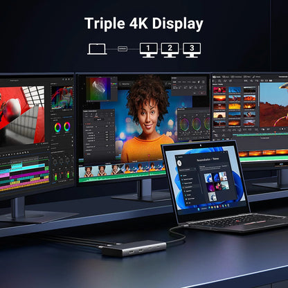 Hub USB-C UGREEN Revodok 308 CM639, 2 x USB-A 3.2 - 3 x USB-C - 1 x Display Port - 2 x HDMI, Γκρι