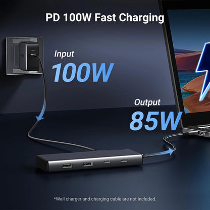 Hub USB-C UGREEN Revodok 308 CM639, 2 x USB-A 3.2 - 3 x USB-C - 1 x Display Port - 2 x HDMI, Γκρι