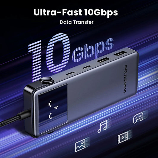 Hub USB-C UGREEN Uno (75177), 2 x USB-A 3.2 - 3 x USB-C - 1 x HDMI, Γκρι