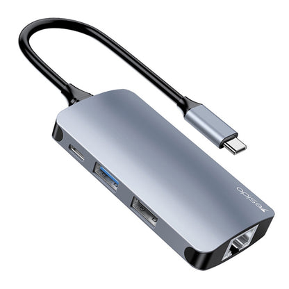 Hub USB-C Yesido HB15, 6in1, Γκρι