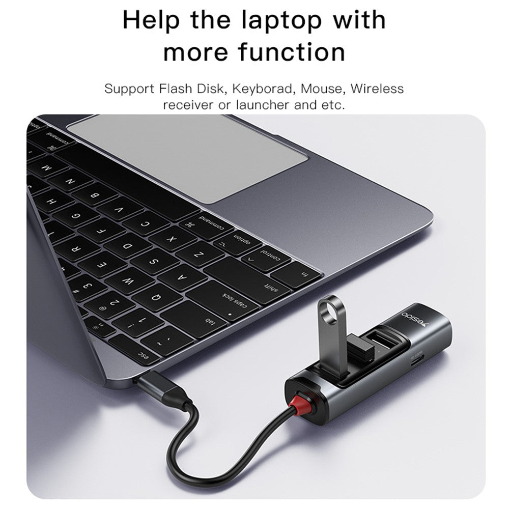 Hub USB-C Yesido HB22, 5in1, Γκρι