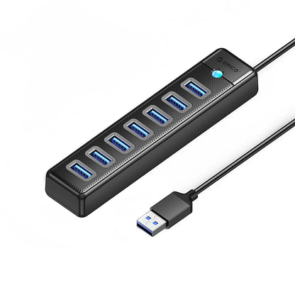 Hub USB Orico PW7U-U3, 7 x USB-A 3.0 - 1 x USB-C, Μαύρο