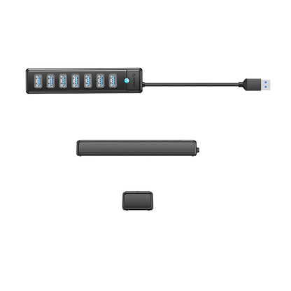 Hub USB Orico PW7U-U3, 7 x USB-A 3.0 - 1 x USB-C, Μαύρο