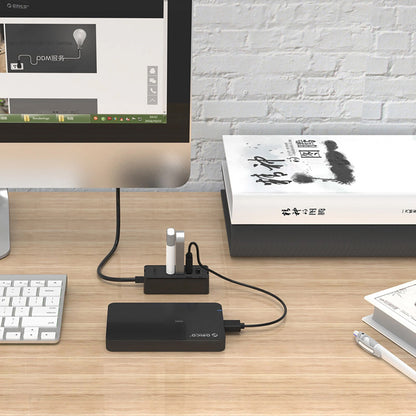 Hub USB Orico W5P-U2-100, 4 x USB-A, 1m, Μαύρο