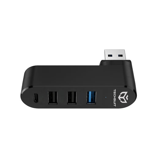 Hub USB Techsuit H17 SplitterNode, 4in1, Μαύρο