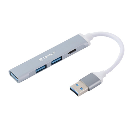 Hub USB Techsuit H19 PolarisBridge, 4σε1, Γκρι Άσπρο