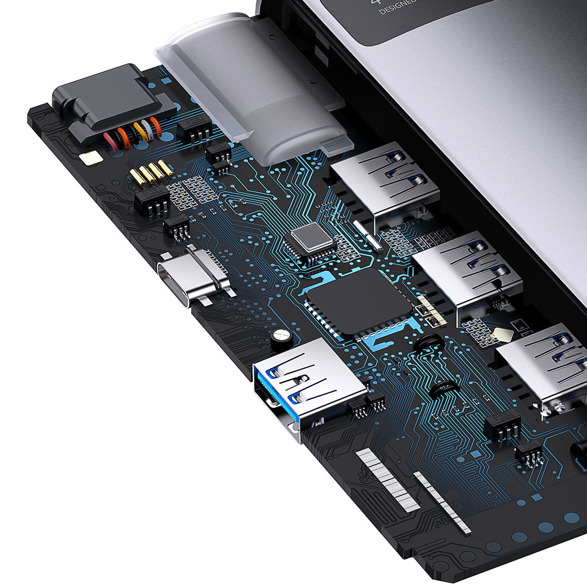 Hub USB-C Baseus Metal Gleam, 4 x USB-A 3.0, Γκρι WKWG070013