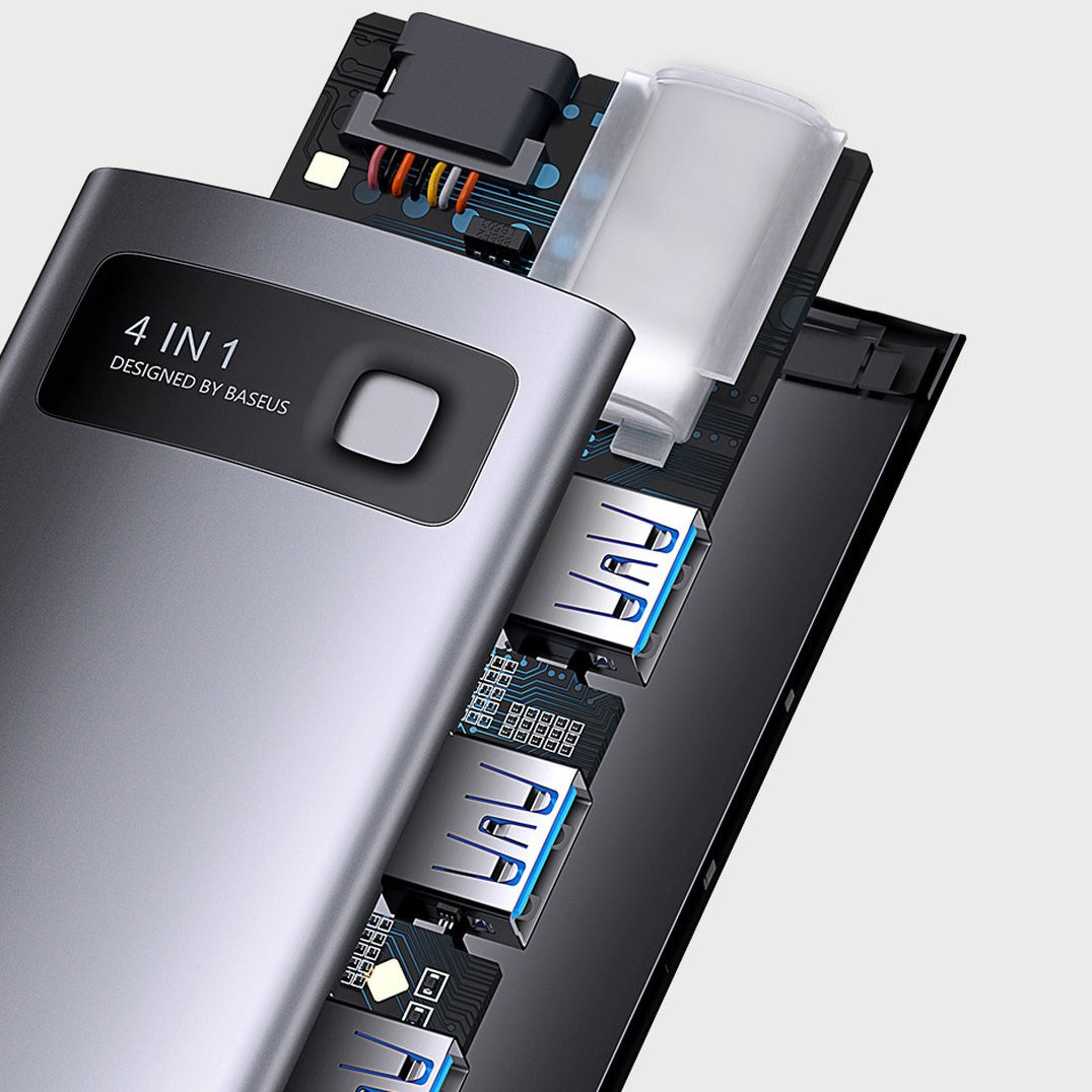 Hub USB-C Baseus Metal Gleam, 4 x USB-A 3.0, Γκρι WKWG070013