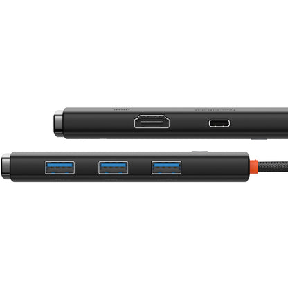 Baseus Lite USB-C Hub, 3 X USB-A 3.0 - USB-C - HDMI, Black WKQX040001