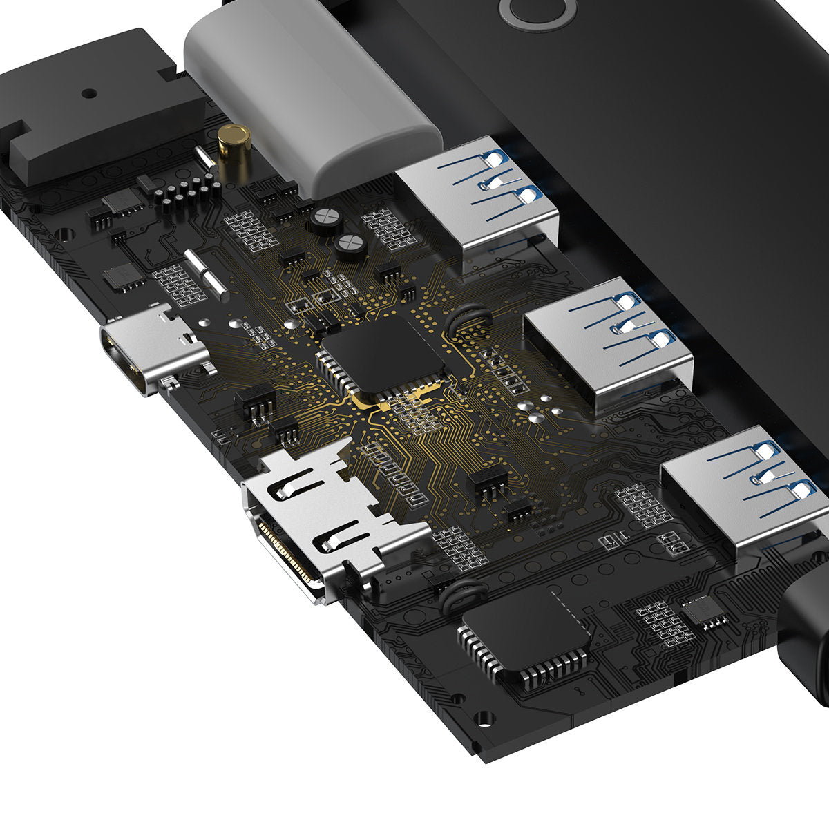 Baseus Lite USB-C Hub, 3 X USB-A 3.0 - USB-C - HDMI, Black WKQX040001