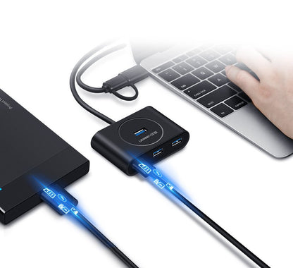 UGREEN CR113 USB Hub, 4 x USB-A 3.0, 1m, Black
