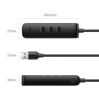 UGREEN CM416 USB Hub, 4 x USB-A 3.0, 1m, Black
