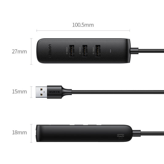 UGREEN CM416 USB Hub, 4 x USB-A 3.0, 1m, Black