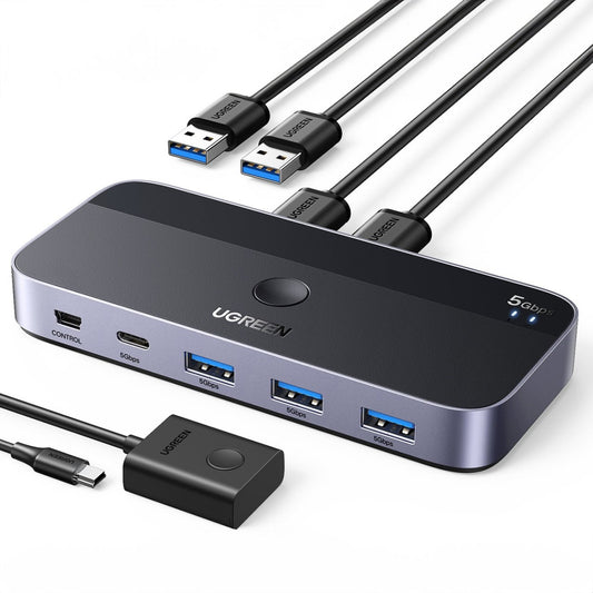 Hub USB UGREEN CM662, 3 x USB-A 3.0 - 1 x USB-C - 1 x miniUSB, Μαύρο