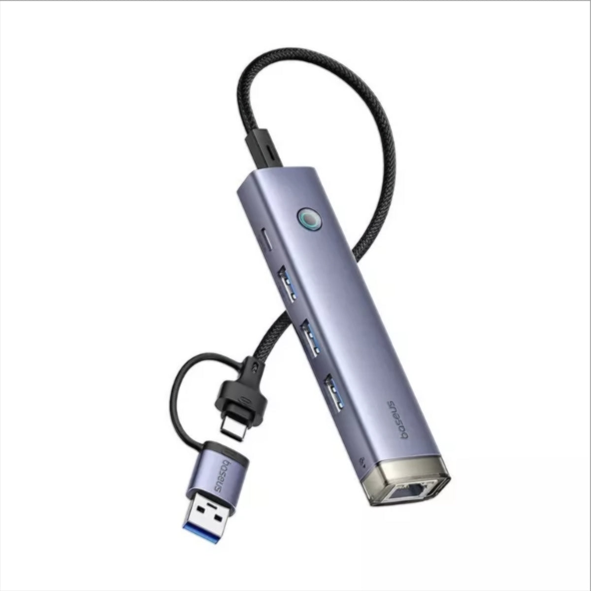 Hub USB / USB-C Baseus UltraJoy, 3 x USB-A 3.0 - 1 x USB-C - 1 x RJ45, Γκρι B0005280B811-14