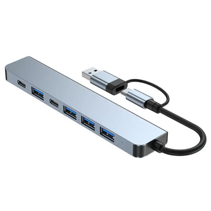 USB / USB-C Techsuit H6 DataBridge Hub, 7in1, Gray