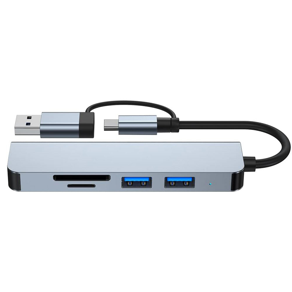 Hub USB / USB-C Techsuit H7 DataBridge, 5in1, Γκρι