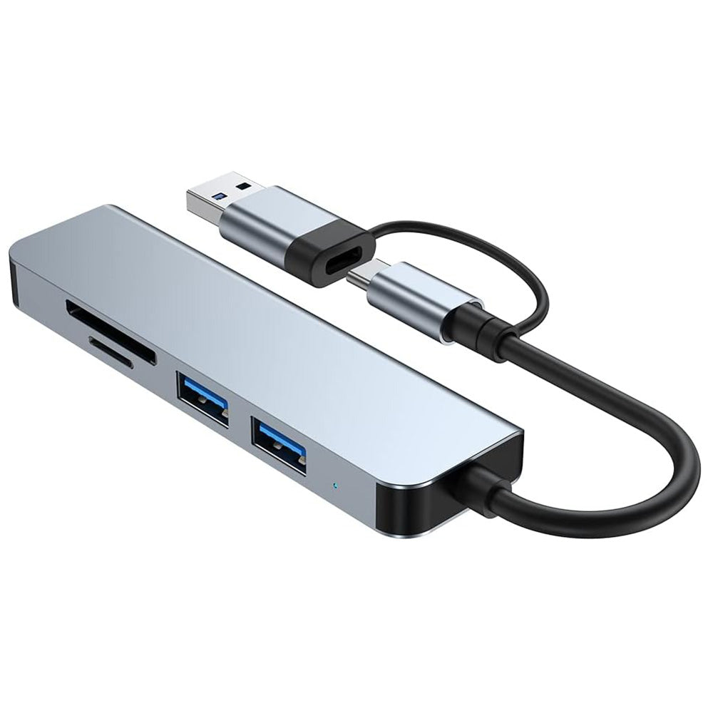 Hub USB / USB-C Techsuit H7 DataBridge, 5in1, Γκρι