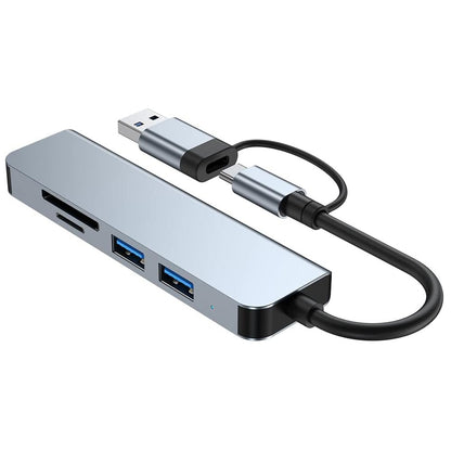 Hub USB / USB-C Techsuit H7 DataBridge, 5in1, Γκρι
