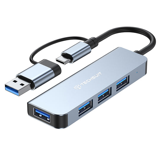 Hub USB / USB-C Techsuit H8 DataBridge, 4in1, Γκρι