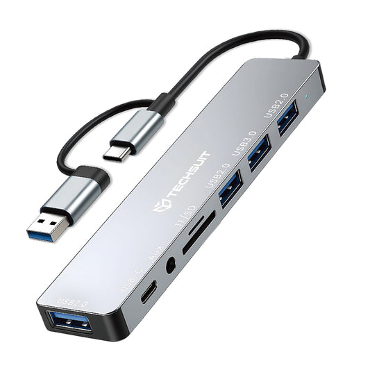 Hub USB / USB-C Techsuit H9 DataBridge, 8in1, Γκρι